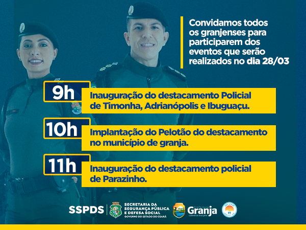 CONVITE INAUGURAÇÃO DOS DESTACAMENTOS DE POLICIA MILITAR DE TIMONHA E PARAZINHO!
